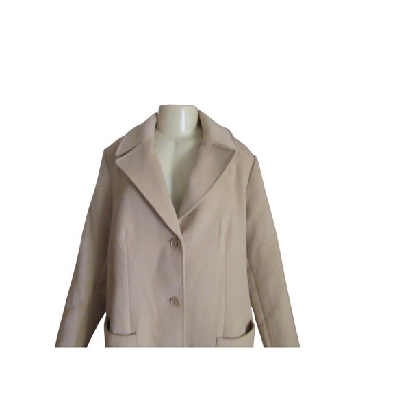New, Candace Cameron Bure QVC Tan Button- Front Tailored Coat SZ L - Picture 3 of 8